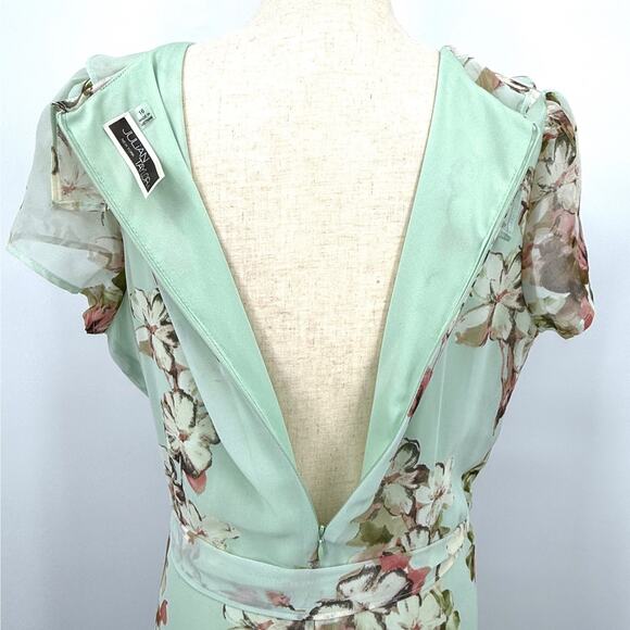 Julian Taylor NY Dress Women's 16 Pastel Green Floral Ruffles Feminine Fairy - Picture 5 of 8